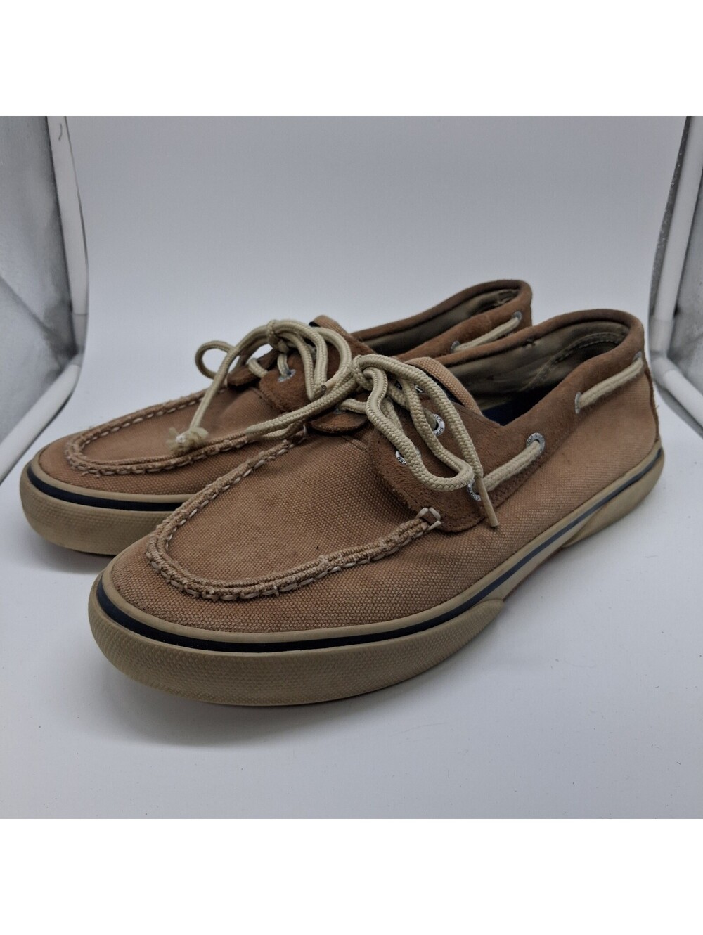 Sperry Top-Sider Bahama 2-Eye Boat Shoes Mens 10.5 Tan Brown Canvas Casual